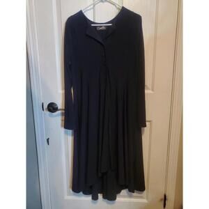 Sympli Cardigan Waterfall Open Front Drape Size 12 Black Flowy Lagenlook Classic